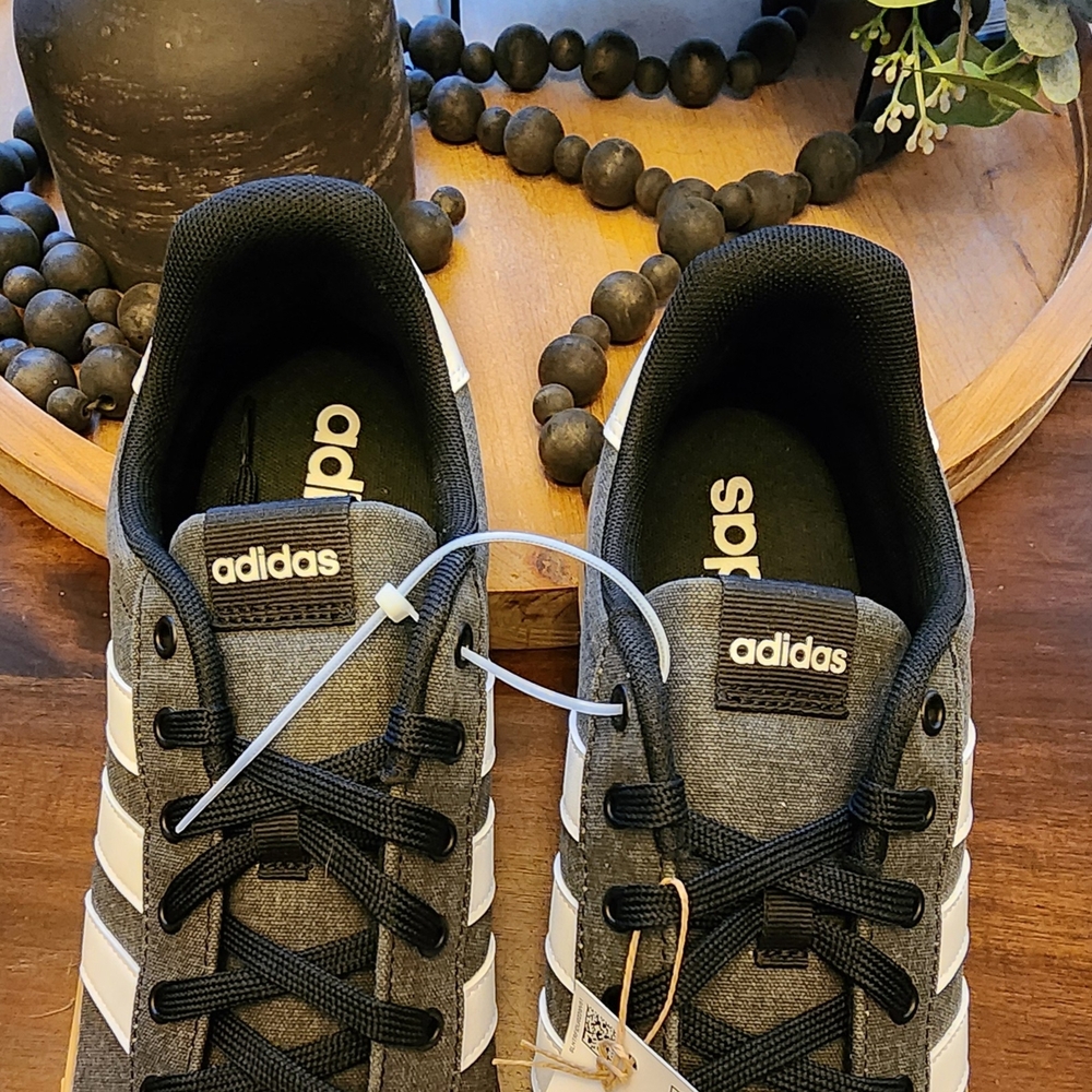 Adidas Gray and White Sneakers With Tan Sole